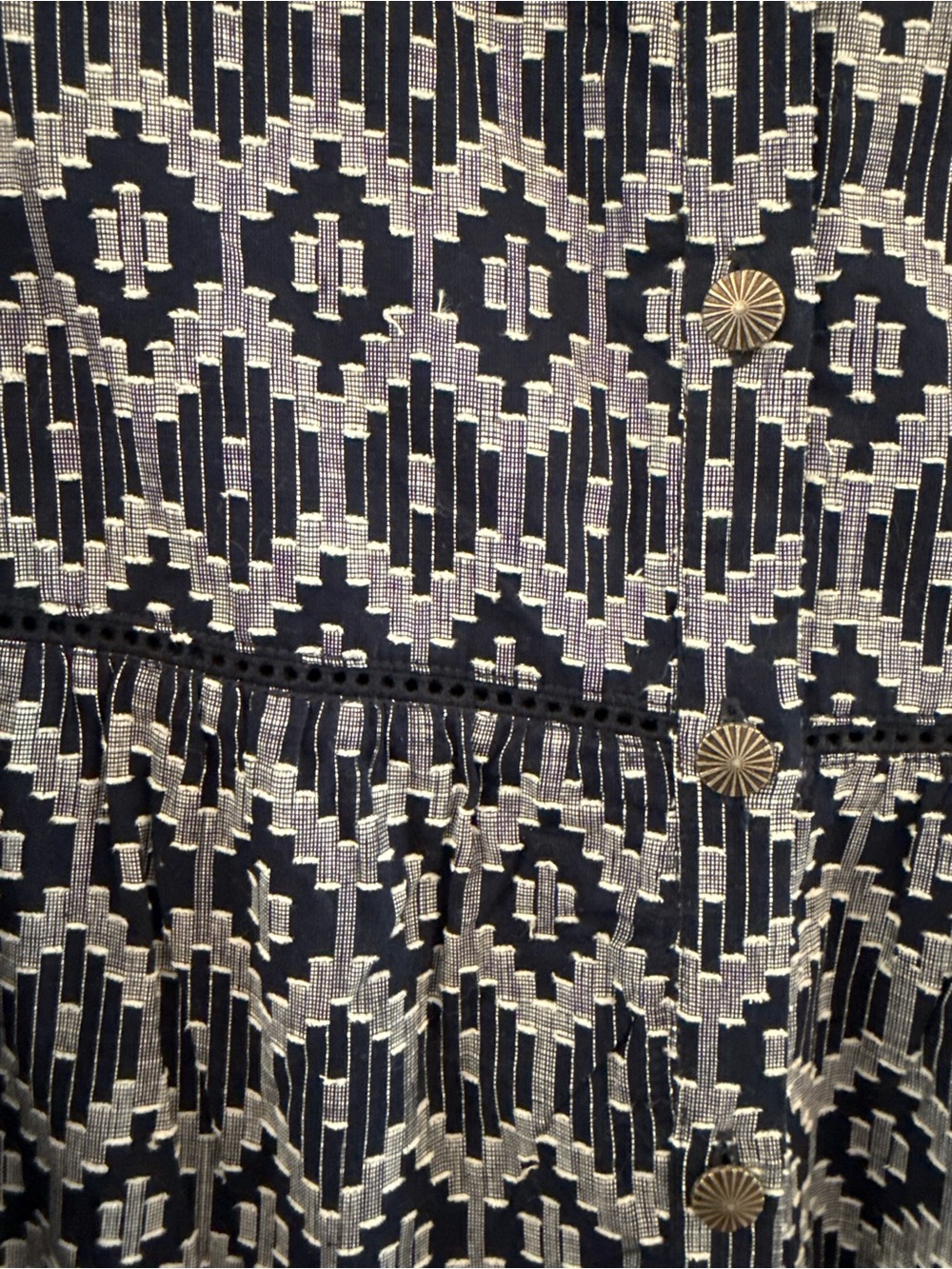 Tecovas Tiered Midi Dress in Navy Geo Print - Picture 4 of 7
